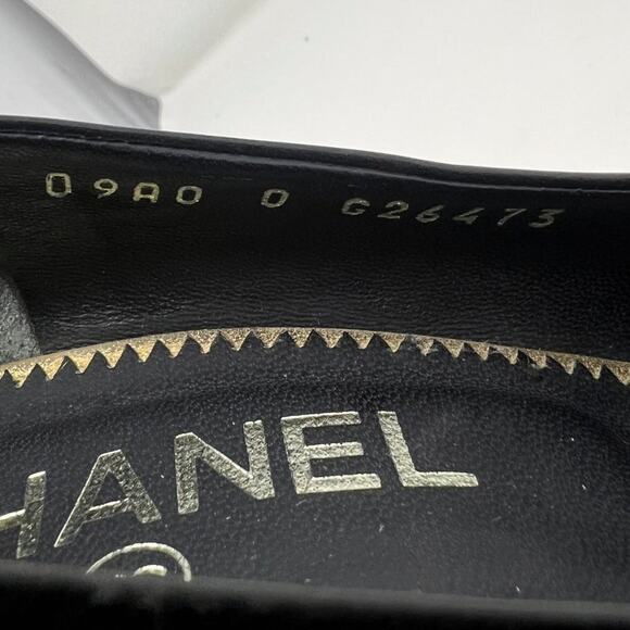 Chanel Black Velvet Cap Toe CC Logo Pumps- Size 36.5 - Picture 6 of 10